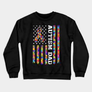 Autism Awareness Proud Autism Dad Vintage US Flag Crewneck Sweatshirt